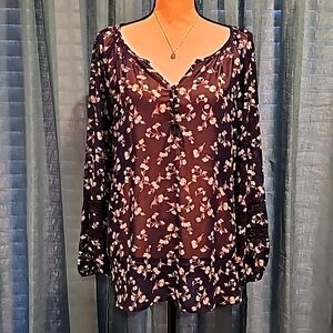 Like New, "Lauren Conrad"  Sheer Floral Print Shirt